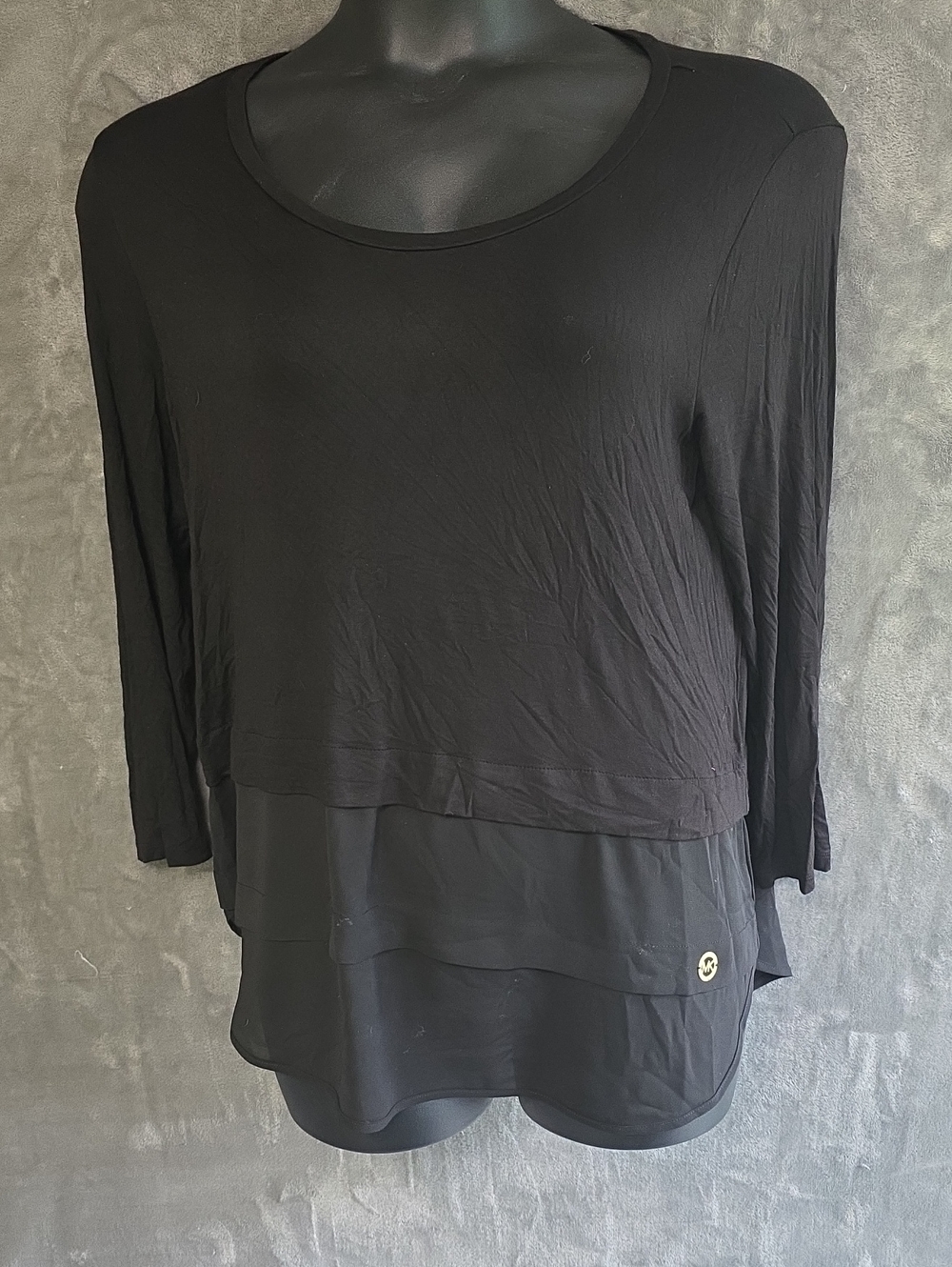 Michael Kors Black Layered Tunic Top